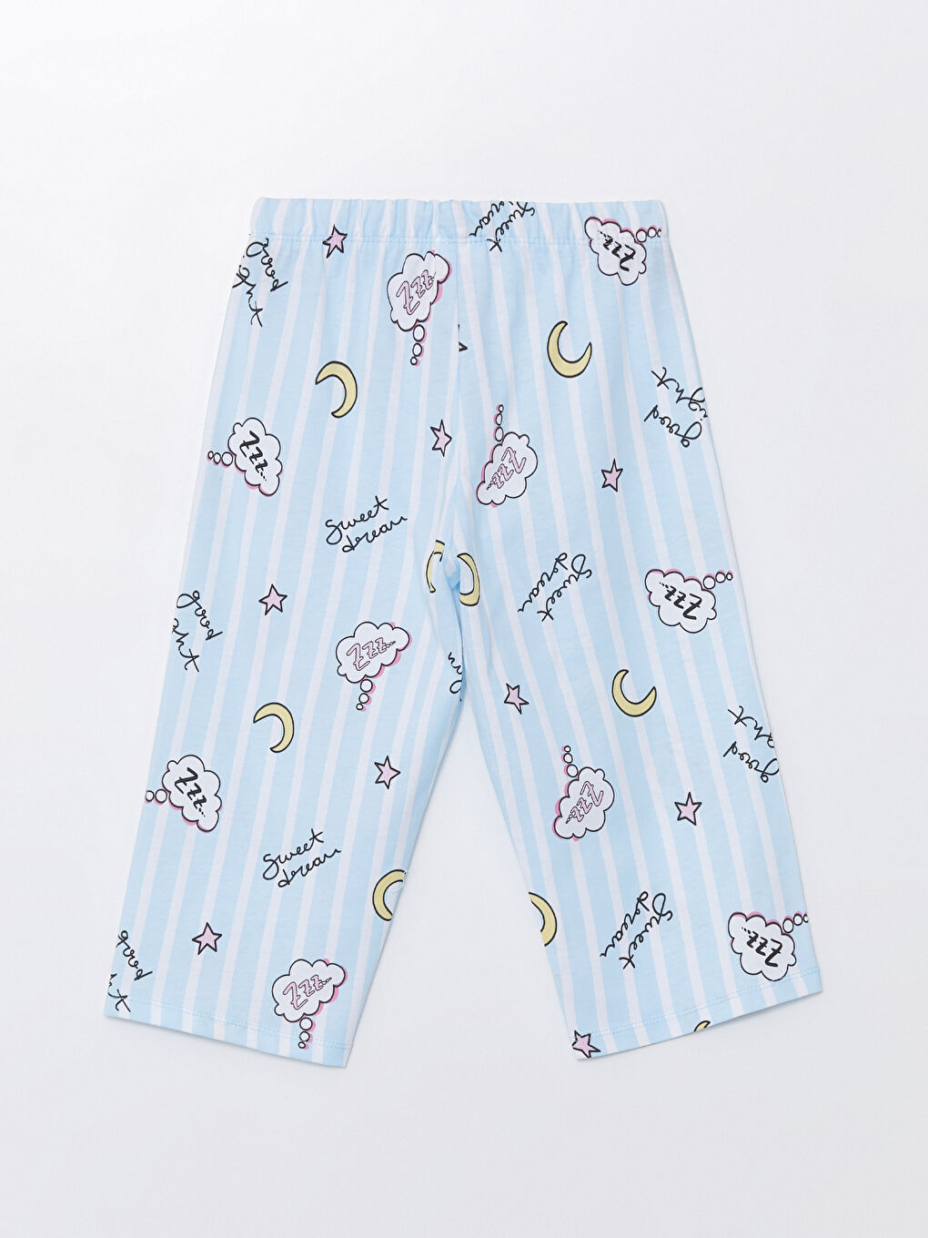 LCW Kids Pembe Leylak Bisiklet Yaka Baskılı Kısa Kollu Kız Çocuk Pijama Takımı - 4