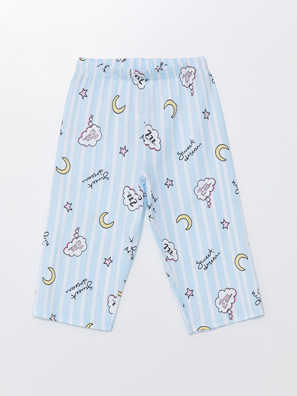 LCW Kids Pembe Leylak Bisiklet Yaka Baskılı Kısa Kollu Kız Çocuk Pijama Takımı - 6