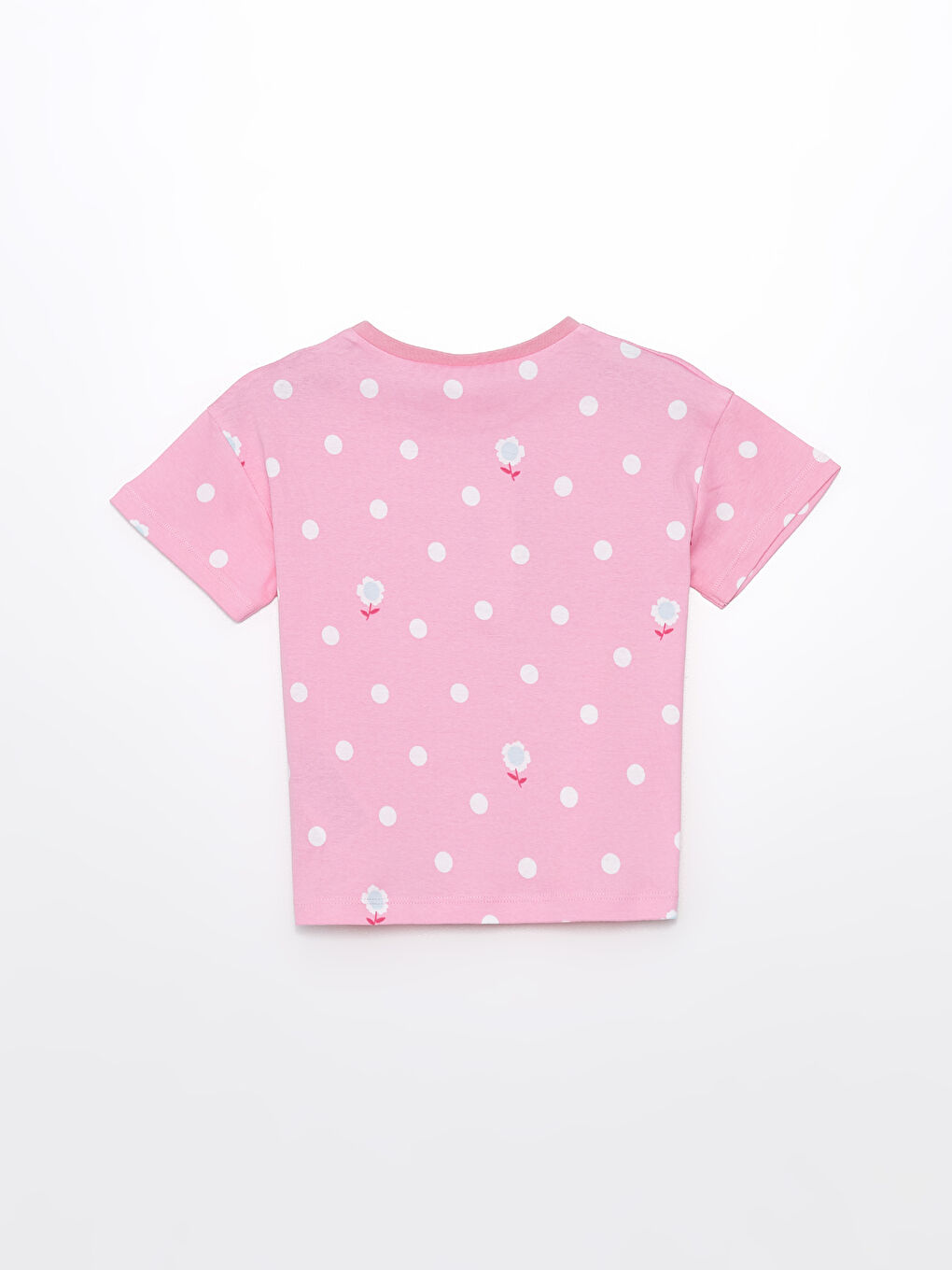 Pembe Bisiklet Yaka Kısa Kollu Baskılı Kız Bebek Tişört ve Tayt 2'li Takım-3