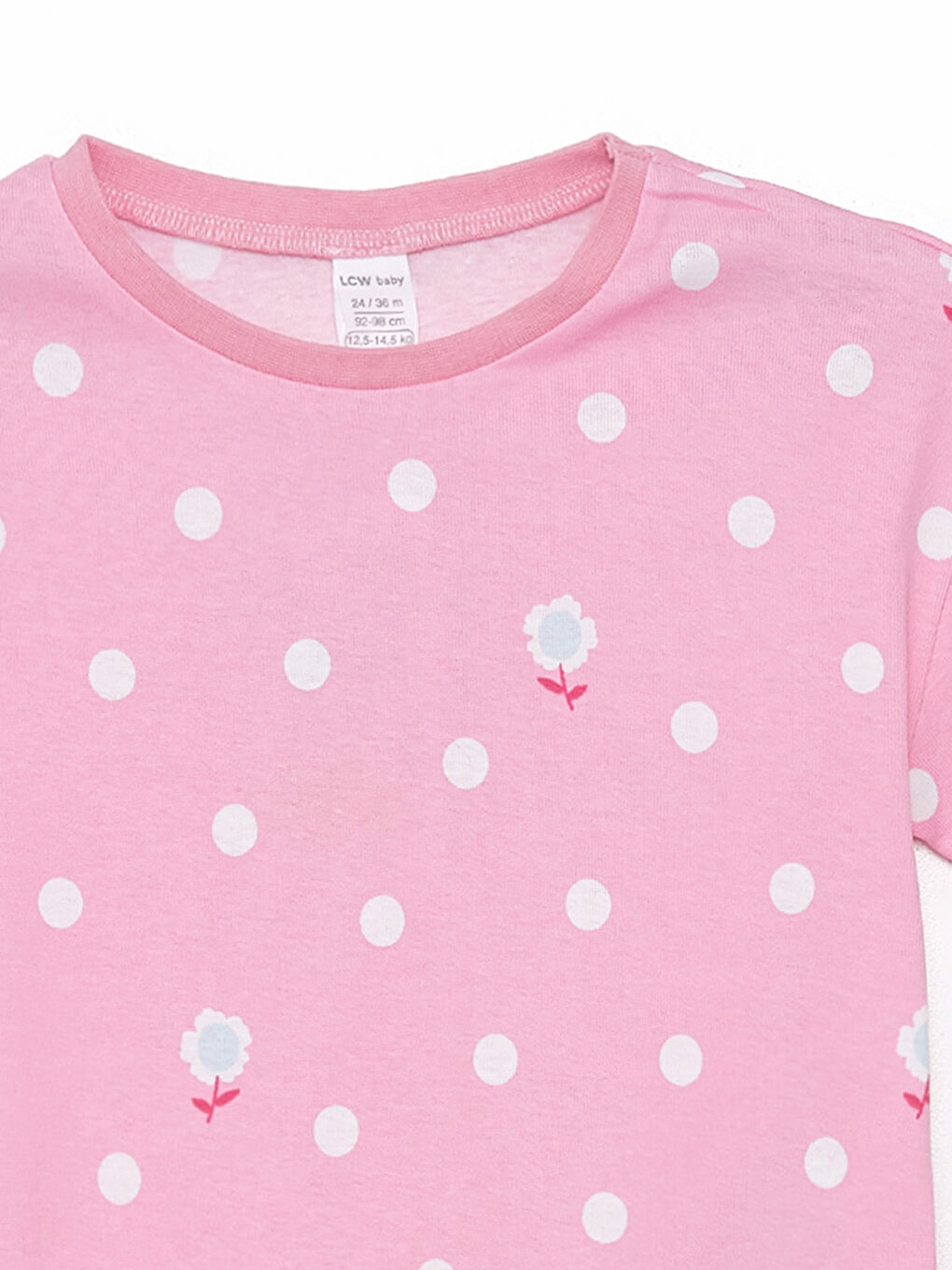 Pembe Bisiklet Yaka Kısa Kollu Baskılı Kız Bebek Tişört ve Tayt 2'li Takım-5