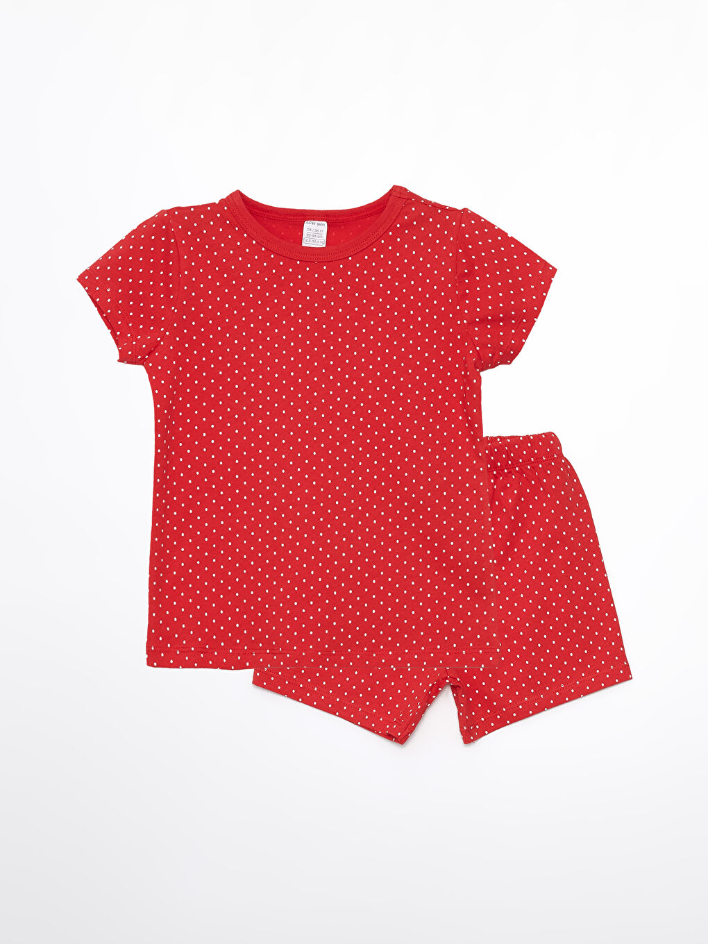 Kırmızı Bisiklet Yaka Kız Bebek Şortlu Pijama Takımı