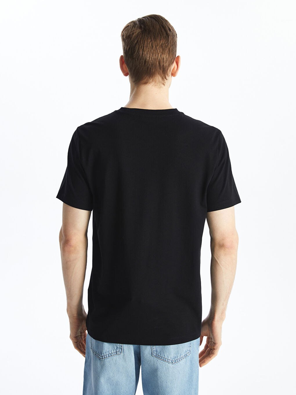 Siyah Bisiklet Yaka Kısa Kollu Atatürk İmzası Baskılı Erkek Tişört-4