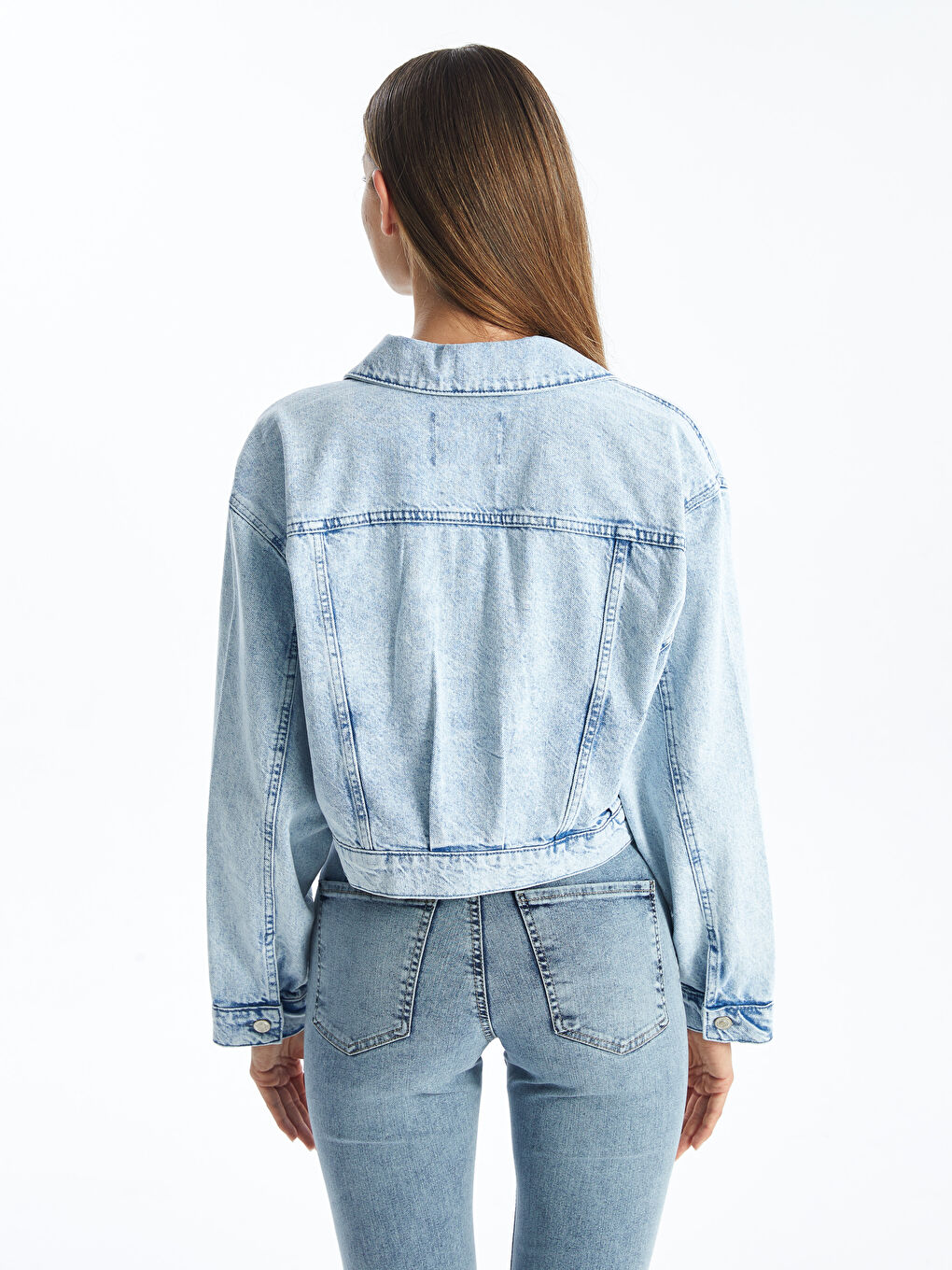 Straight Long Sleeve Women's Jean Shirt Jacket -S4L826Z8-311