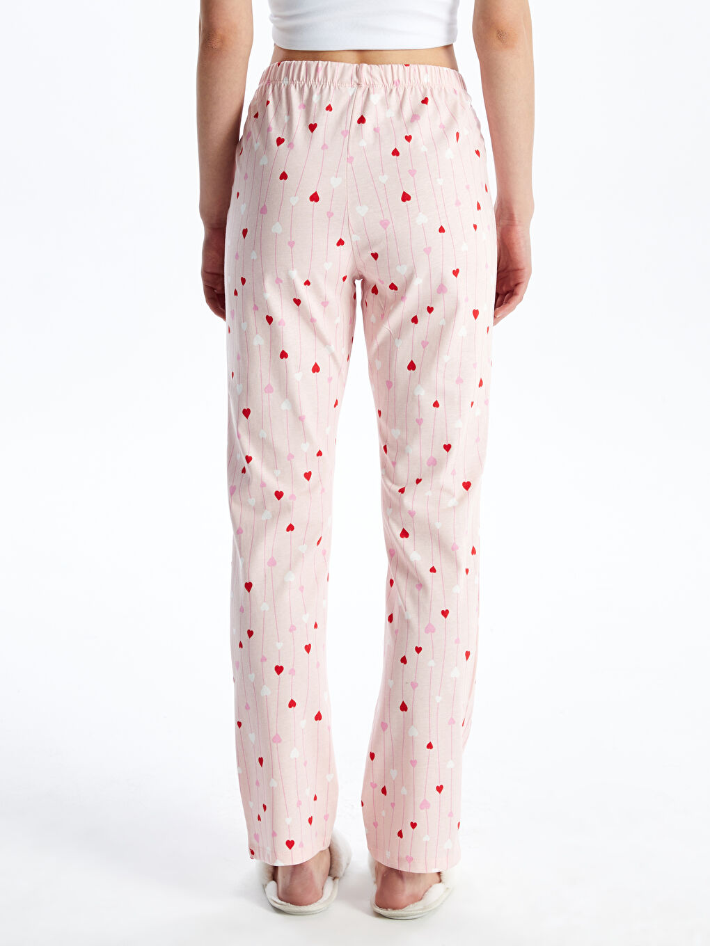 Pembe Beli Lastikli Desenli Kadın Pijama Altı-4