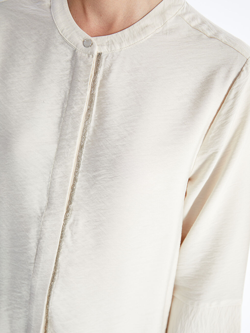 Women's Mandarin Collar Plain Blouse -S4L838Z8-FZJ