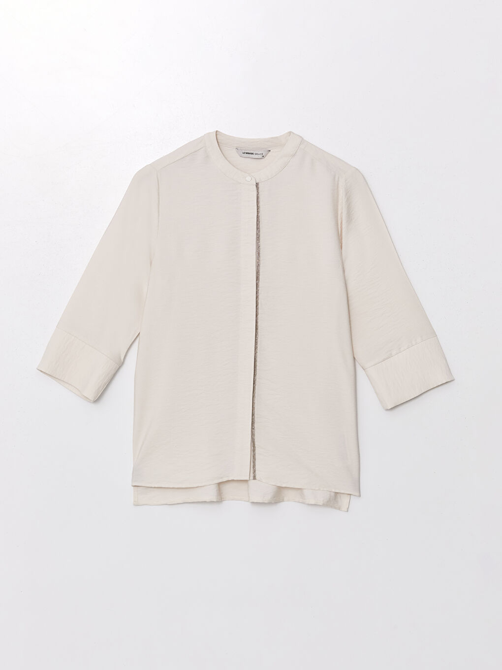 Women's Mandarin Collar Plain Blouse -S4L838Z8-FZJ