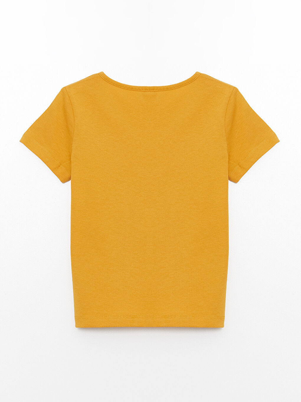 Sarı Bisiklet Yaka Baskılı Kısa Kollu Kız Çocuk Tişört-1