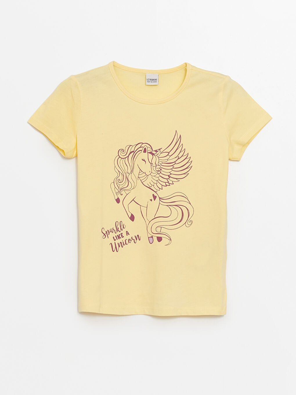 Sarı Bisiklet Yaka Baskılı Kısa Kollu Kız Çocuk Tişört-3