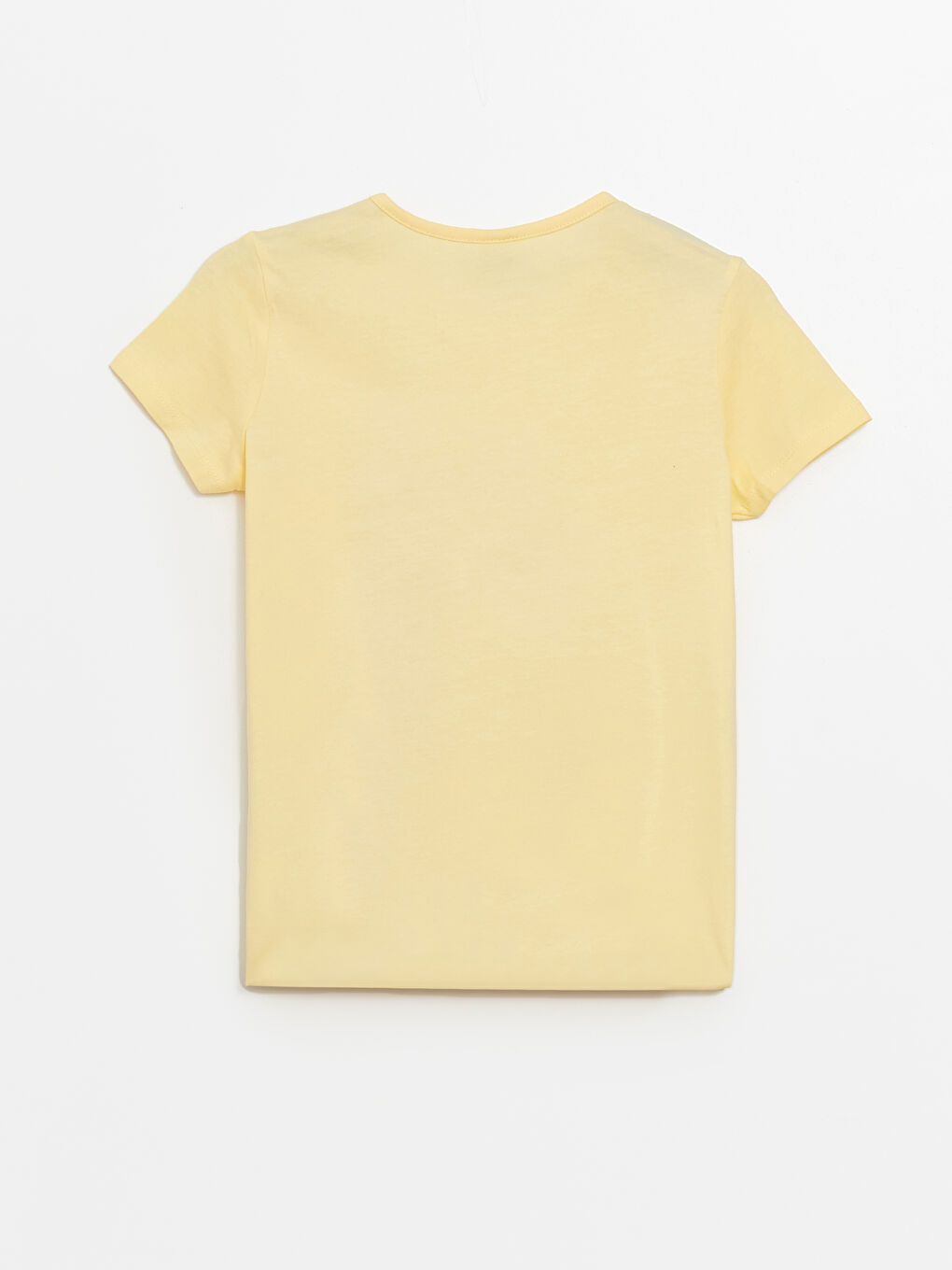 Sarı Bisiklet Yaka Baskılı Kısa Kollu Kız Çocuk Tişört-4
