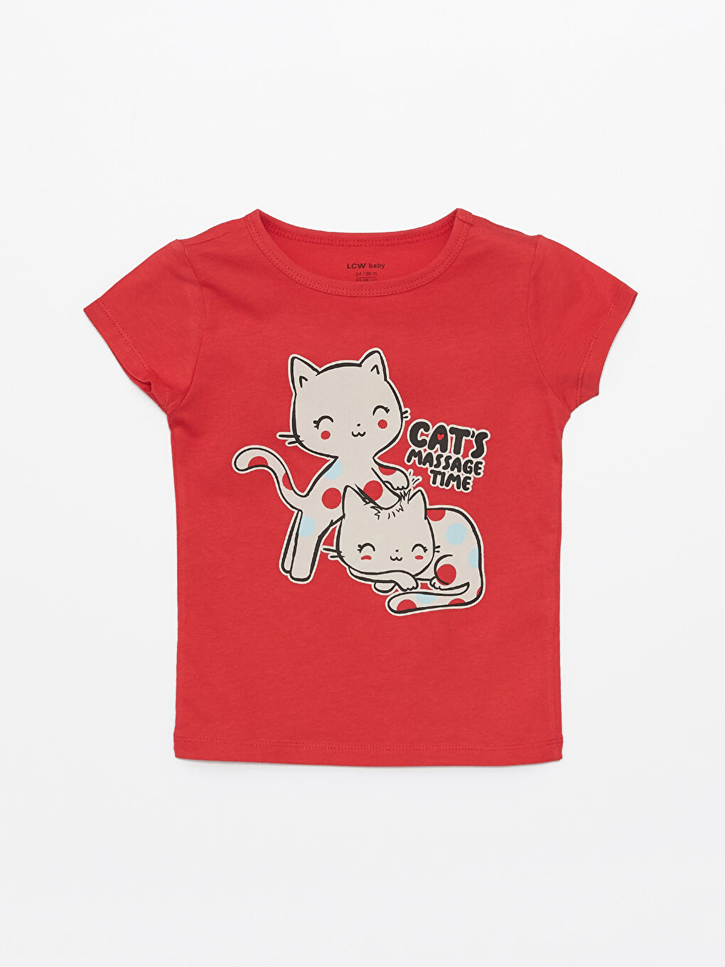 Kırmızı Bisiklet Yaka Kısa Kollu Baskılı Kız Bebek Şortlu Pijama Takımı-1