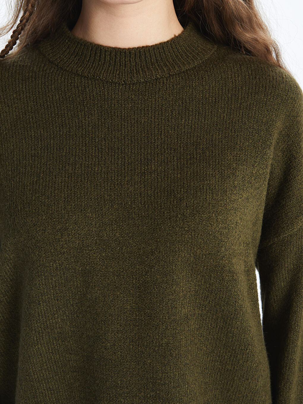 Crew Neck Plain Long Sleeve Women's Knitwear Sweater -S4L995Z8-HDA