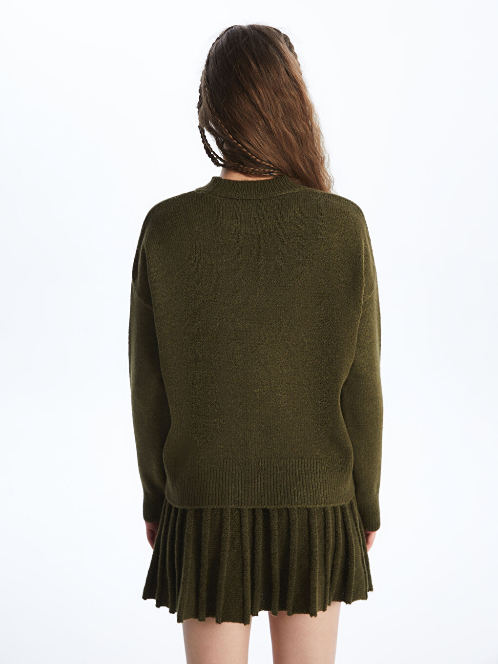 Crew Neck Plain Long Sleeve Women's Knitwear Sweater -S4L995Z8-HDA