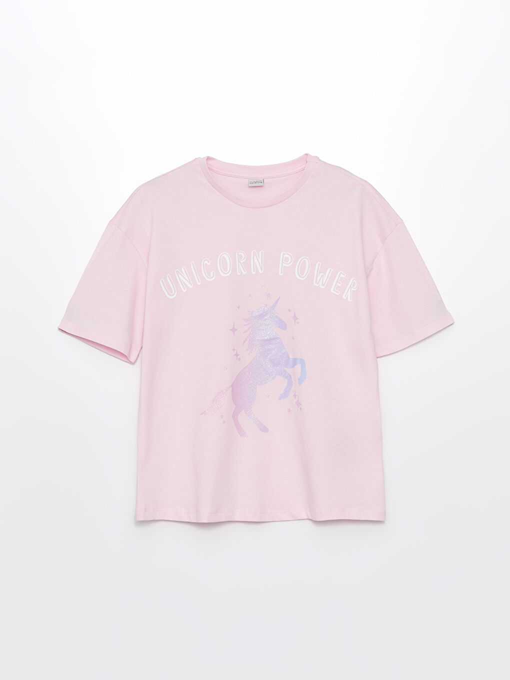 Pembe Bisiklet Yaka Baskılı Kısa Kollu Kız Çocuk Tişört