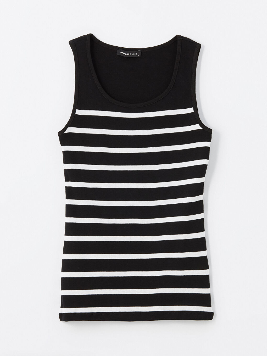 Siyah U Yaka Çizgili Kadın Atlet-5