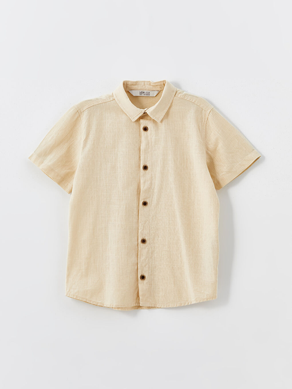 Bej Basic Kısa Kollu Erkek Çocuk Gömlek