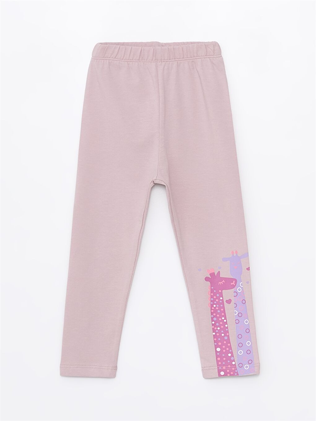 Pembe Beli Lastikli Baskılı Kız Bebek Tayt