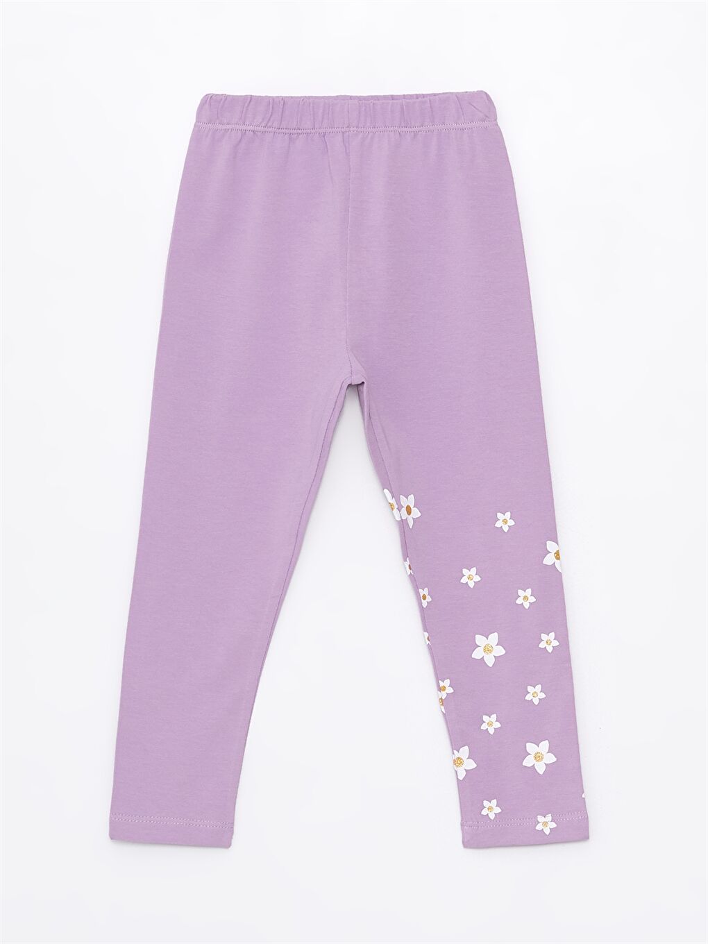 Lila Beli Lastikli Baskılı Kız Bebek Tayt