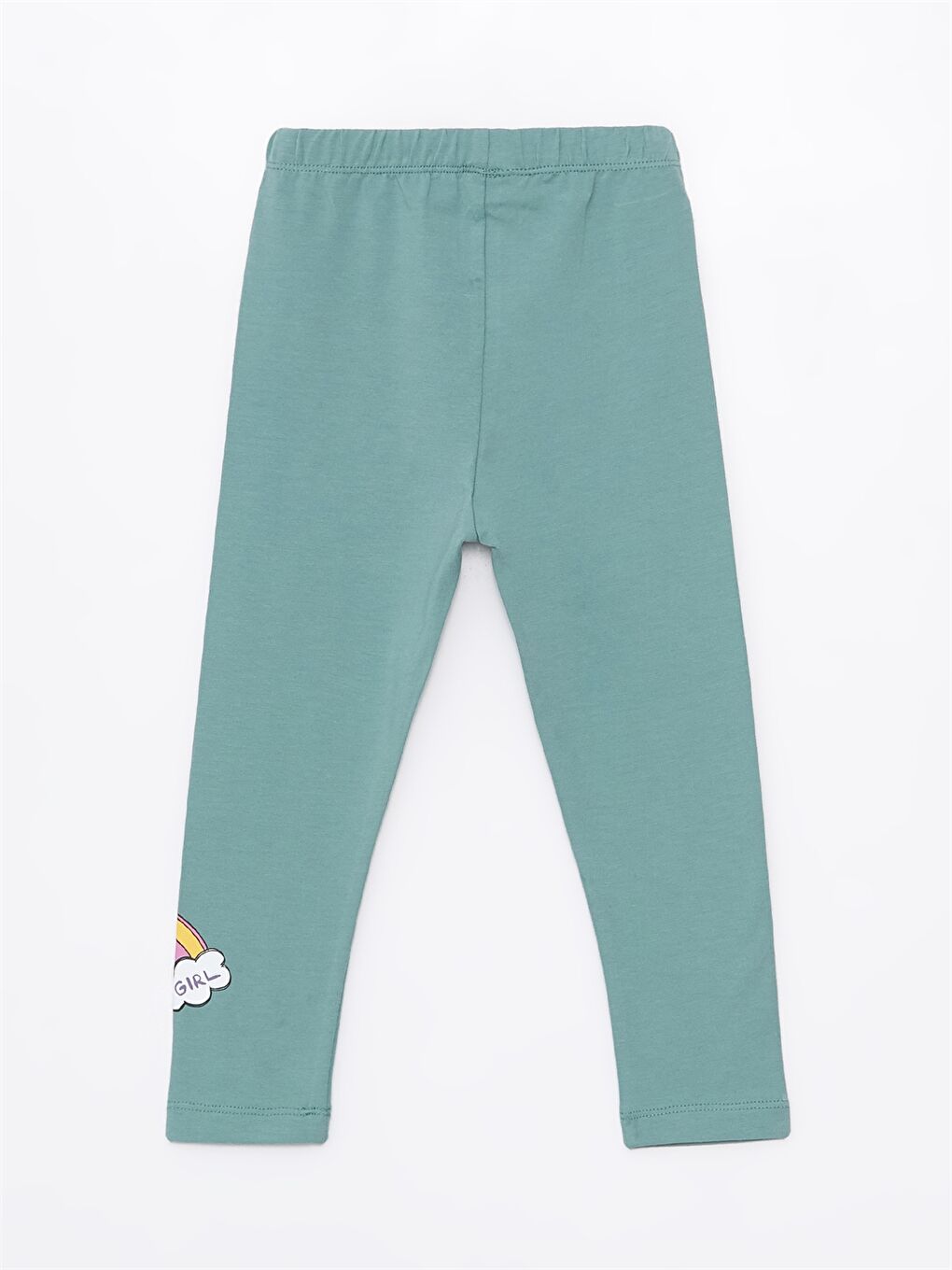 Yeşil Beli Lastikli Baskılı Kız Bebek Tayt-2