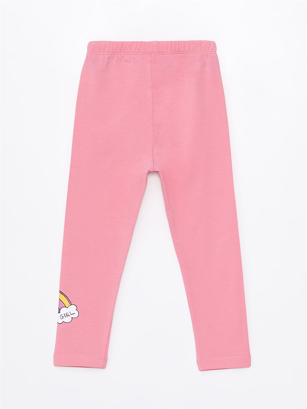 Pembe Beli Lastikli Baskılı Kız Bebek Tayt-2