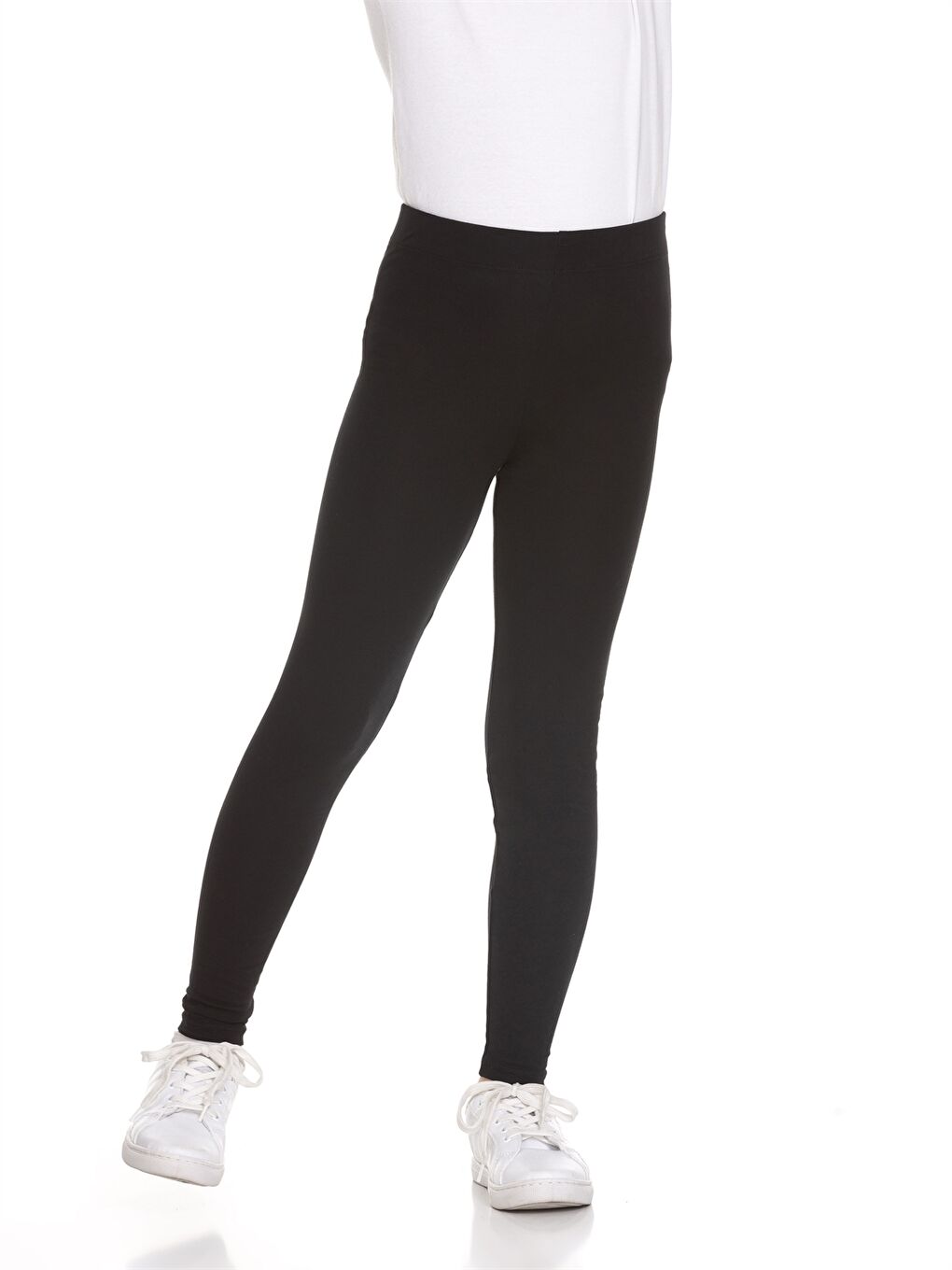 Siyah Beli Lastikli Kız Çocuk Tayt-1