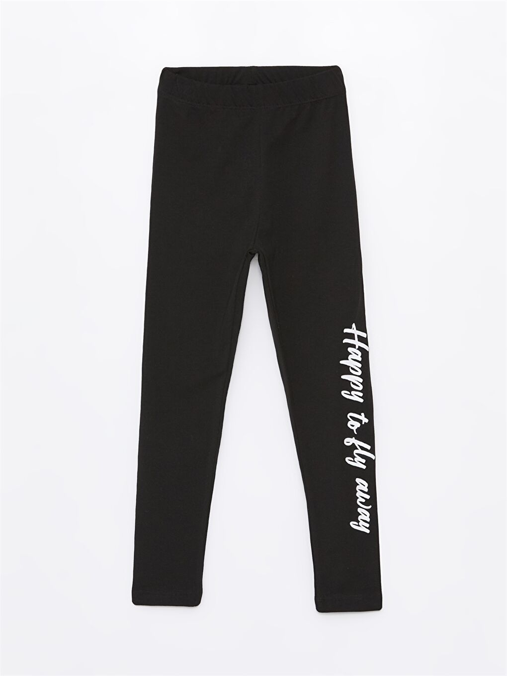 Siyah Beli Lastikli Baskılı Kız Çocuk Tayt