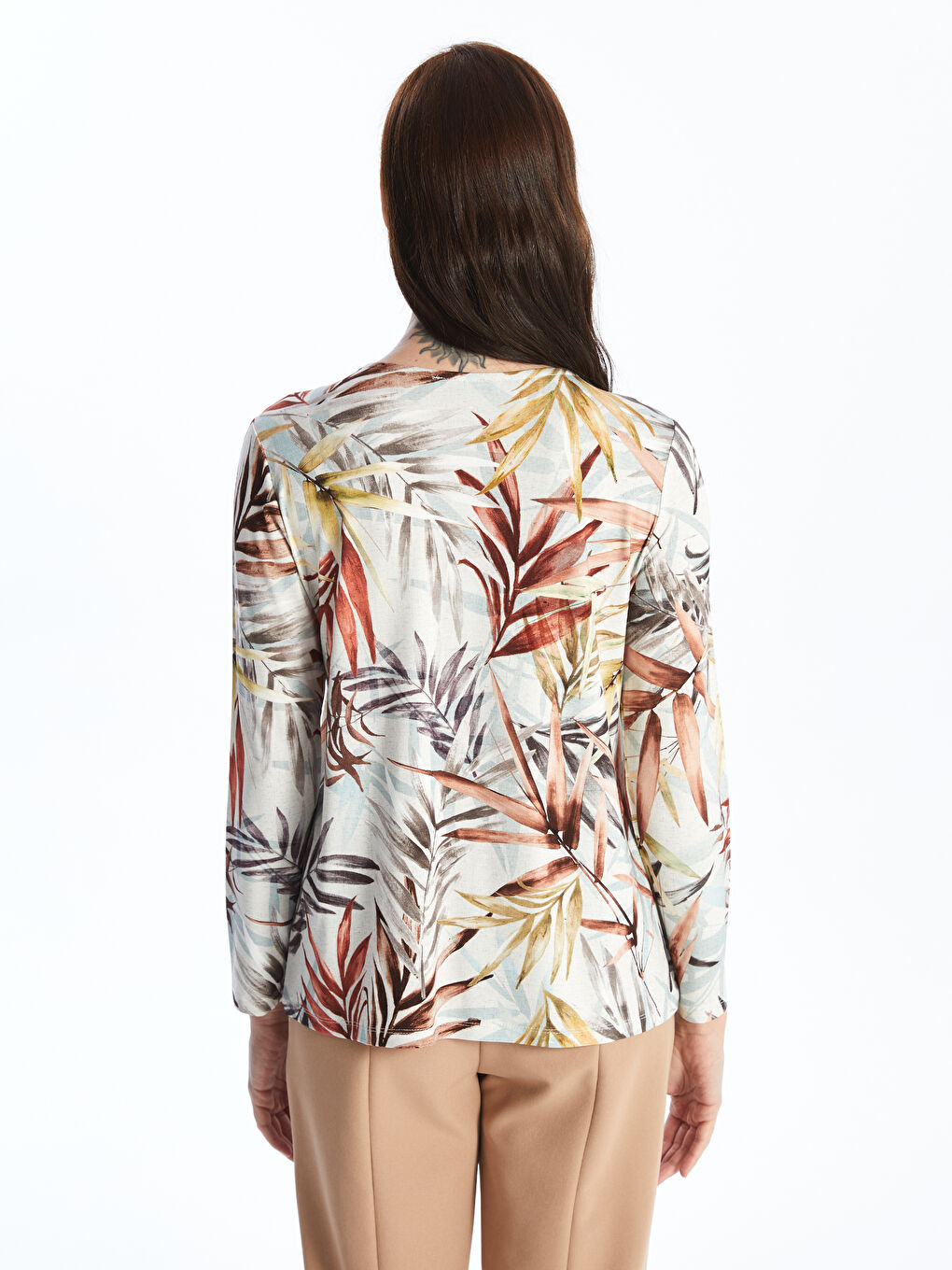 Women's V-Neck Floral Long Sleeve Blouse -S4LB59Z8-LQB