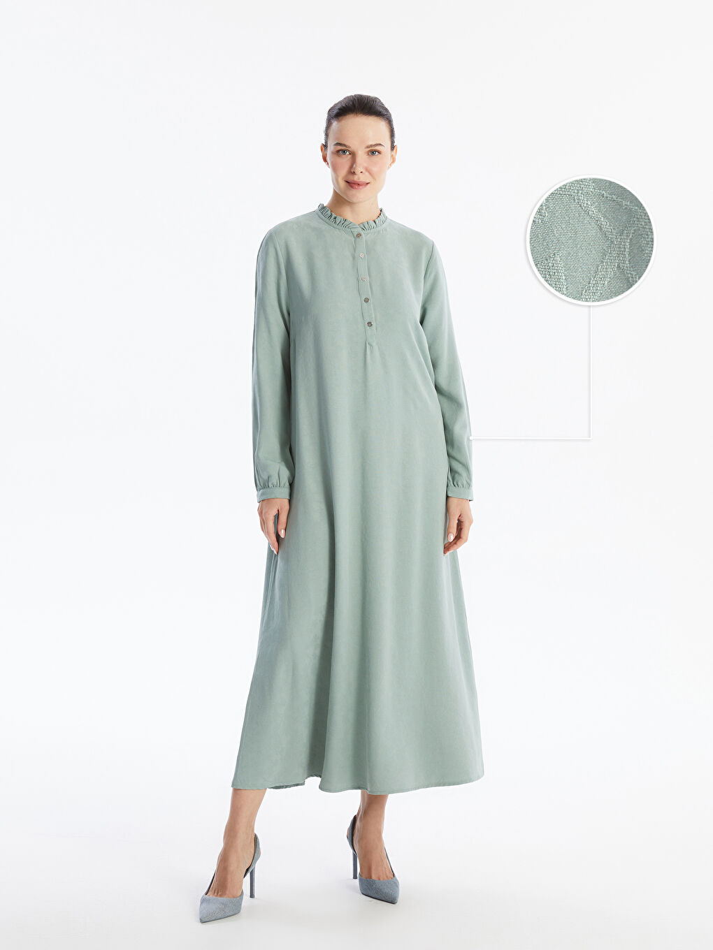 Crew Neck Patterned Long Sleeve Women's Dress -S4LB90Z8-MKD