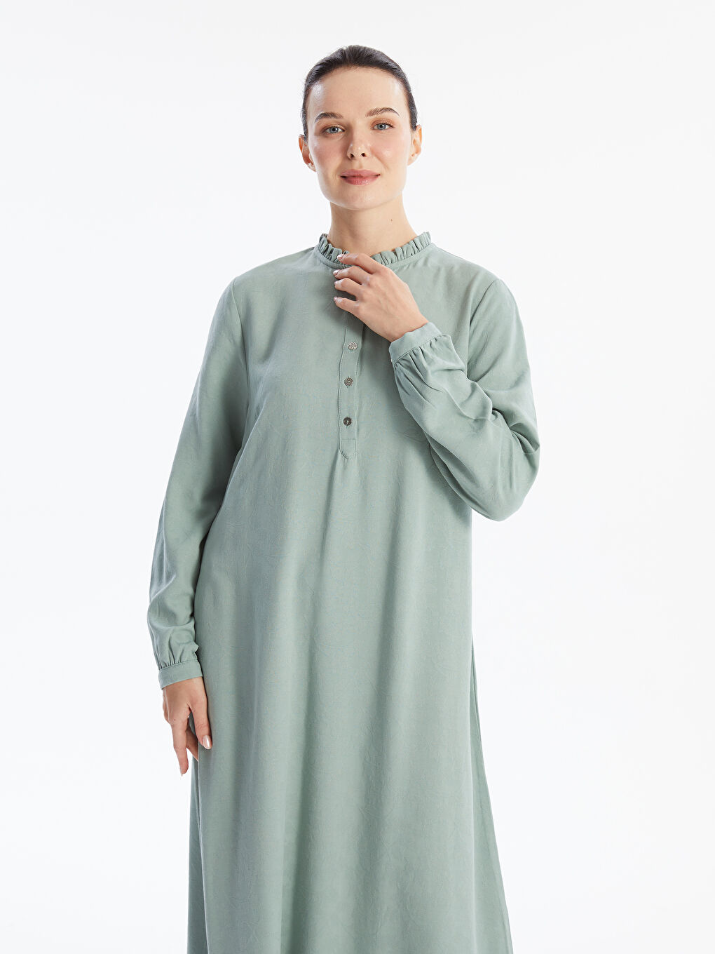 Crew Neck Patterned Long Sleeve Women's Dress -S4LB90Z8-MKD