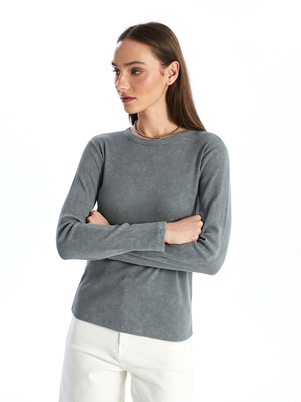 Crew Neck Straight Long Sleeve Women's Body -S4LC16Z8-H0W