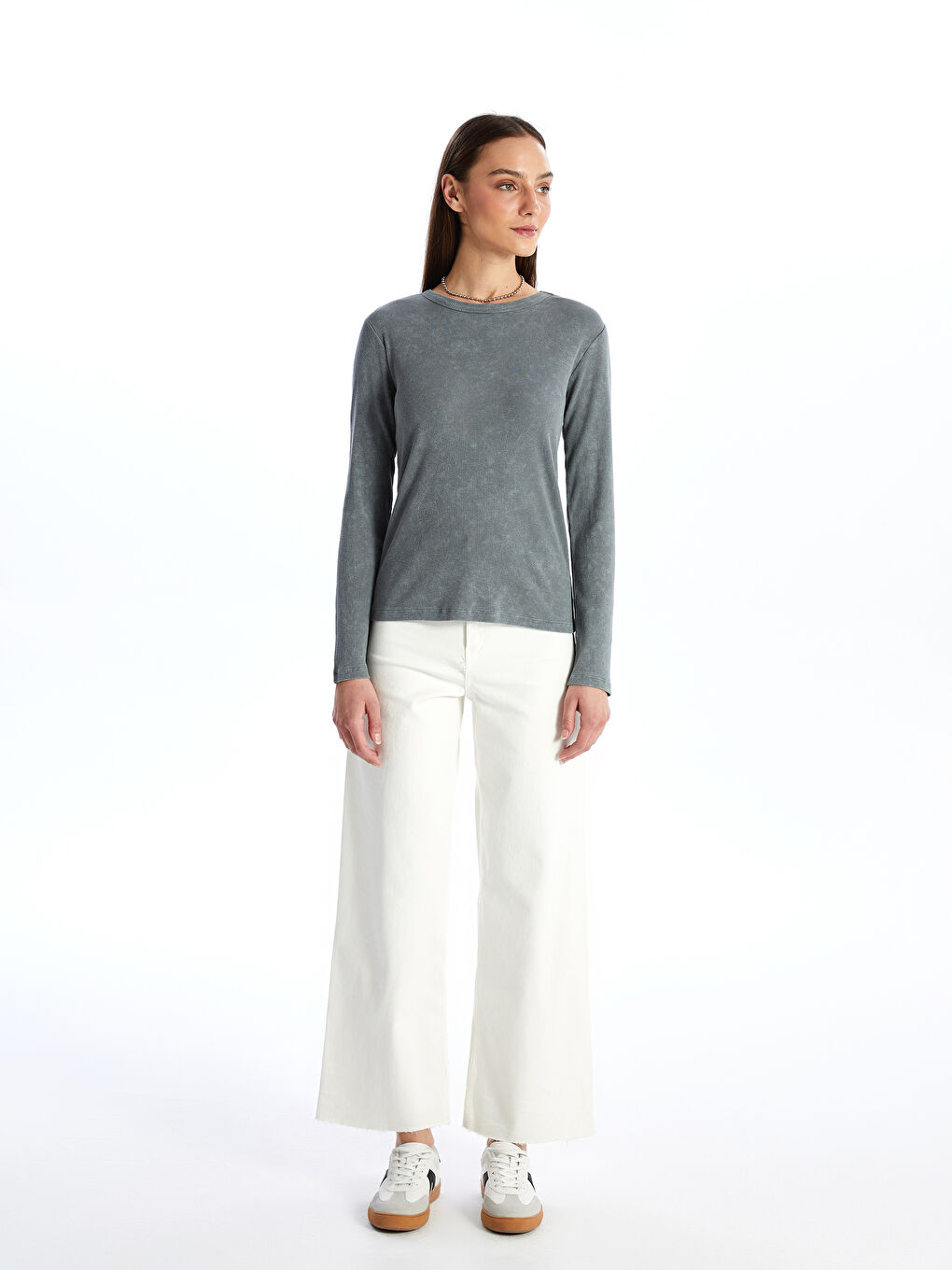 Crew Neck Straight Long Sleeve Women's Body -S4LC16Z8-H0W