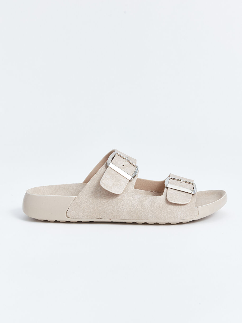 Bej Çift Bantlı Kadın Terlik-1