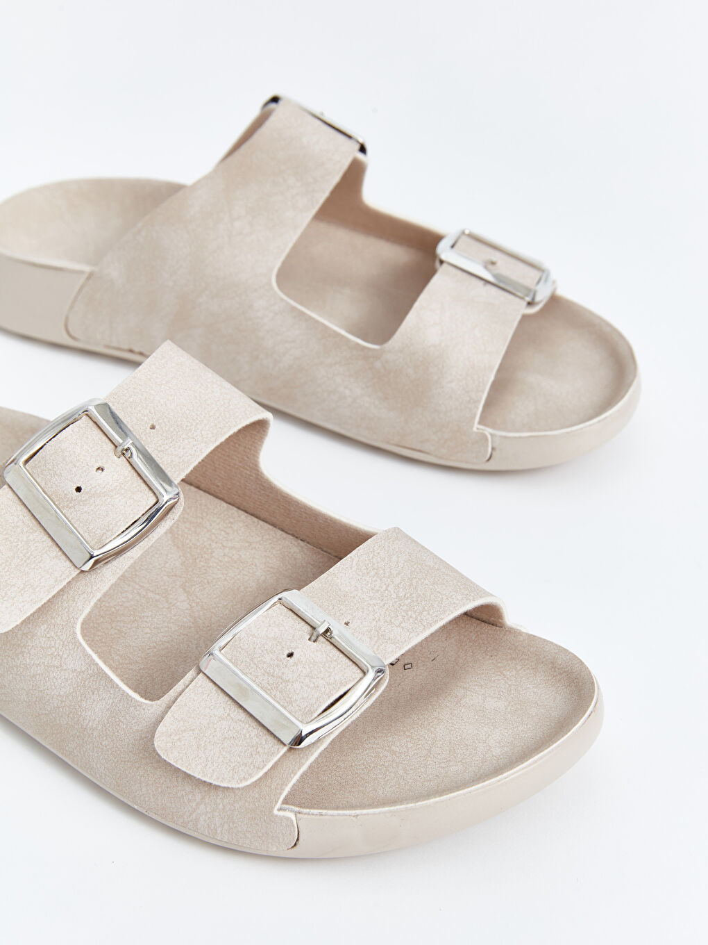 Bej Çift Bantlı Kadın Terlik-2