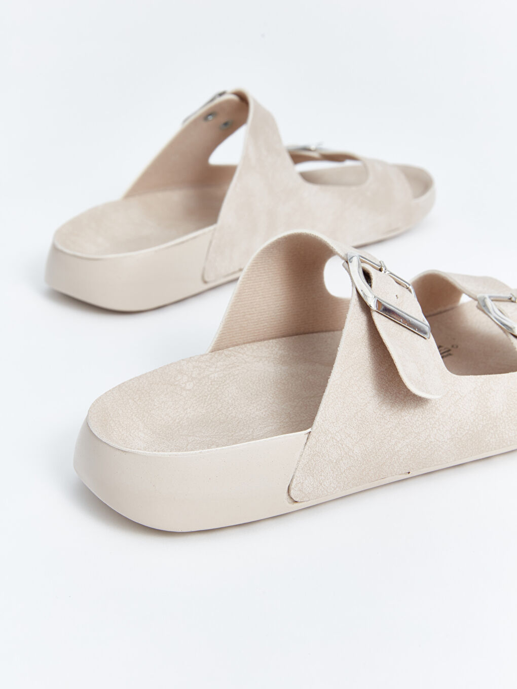 Bej Çift Bantlı Kadın Terlik-4