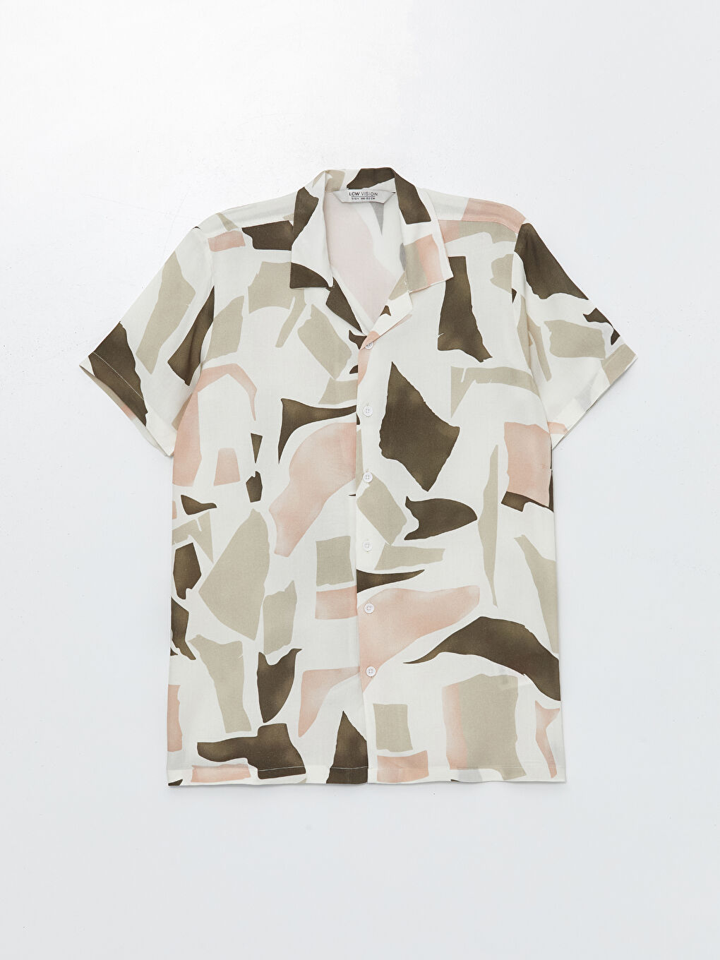 Bej Desenli Kısa Kollu Erkek Çocuk Gömlek