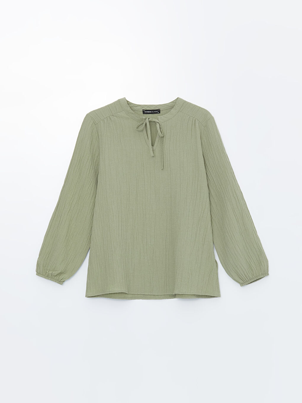 Tie Collar Straight Long Sleeve Women Blouse -S4LD17Z8-GDM