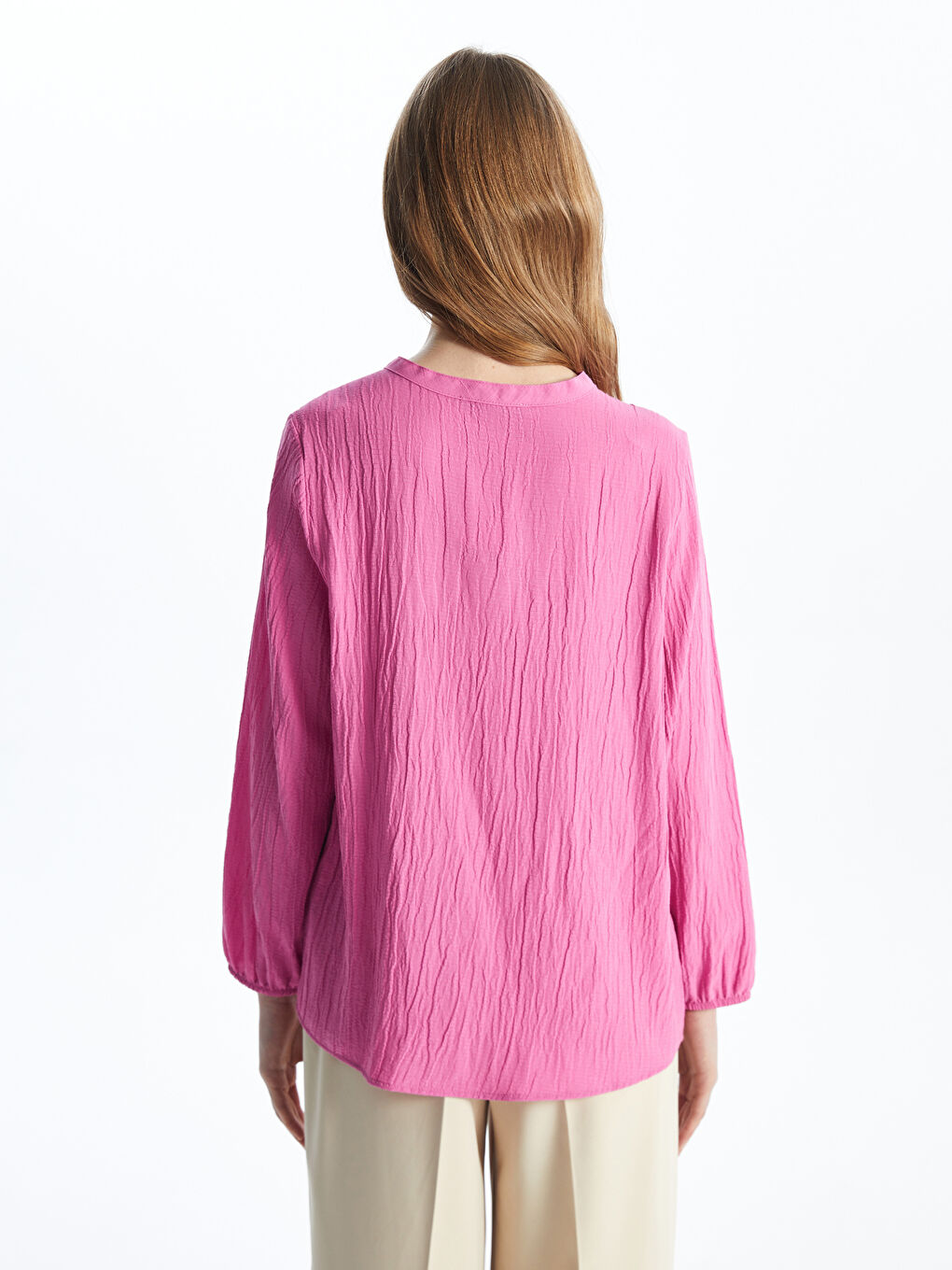 Tie Collar Straight Long Sleeve Women Blouse -S4LD17Z8-H44