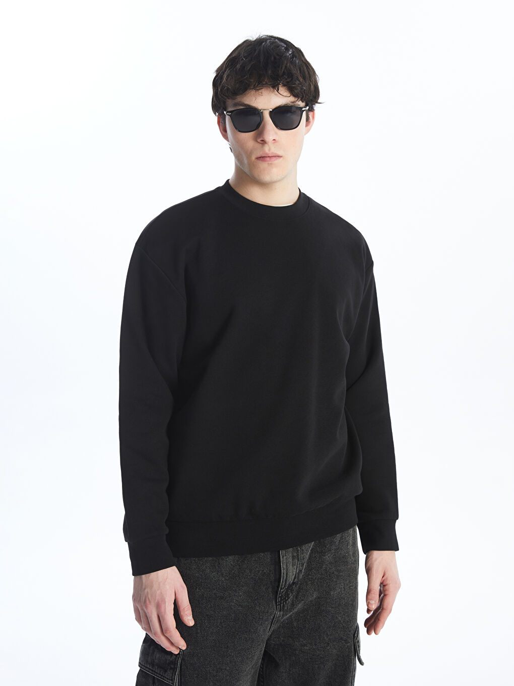 Crew Neck Long Sleeve Men's Thick Sweatshirt -S4LD35Z8-CVL