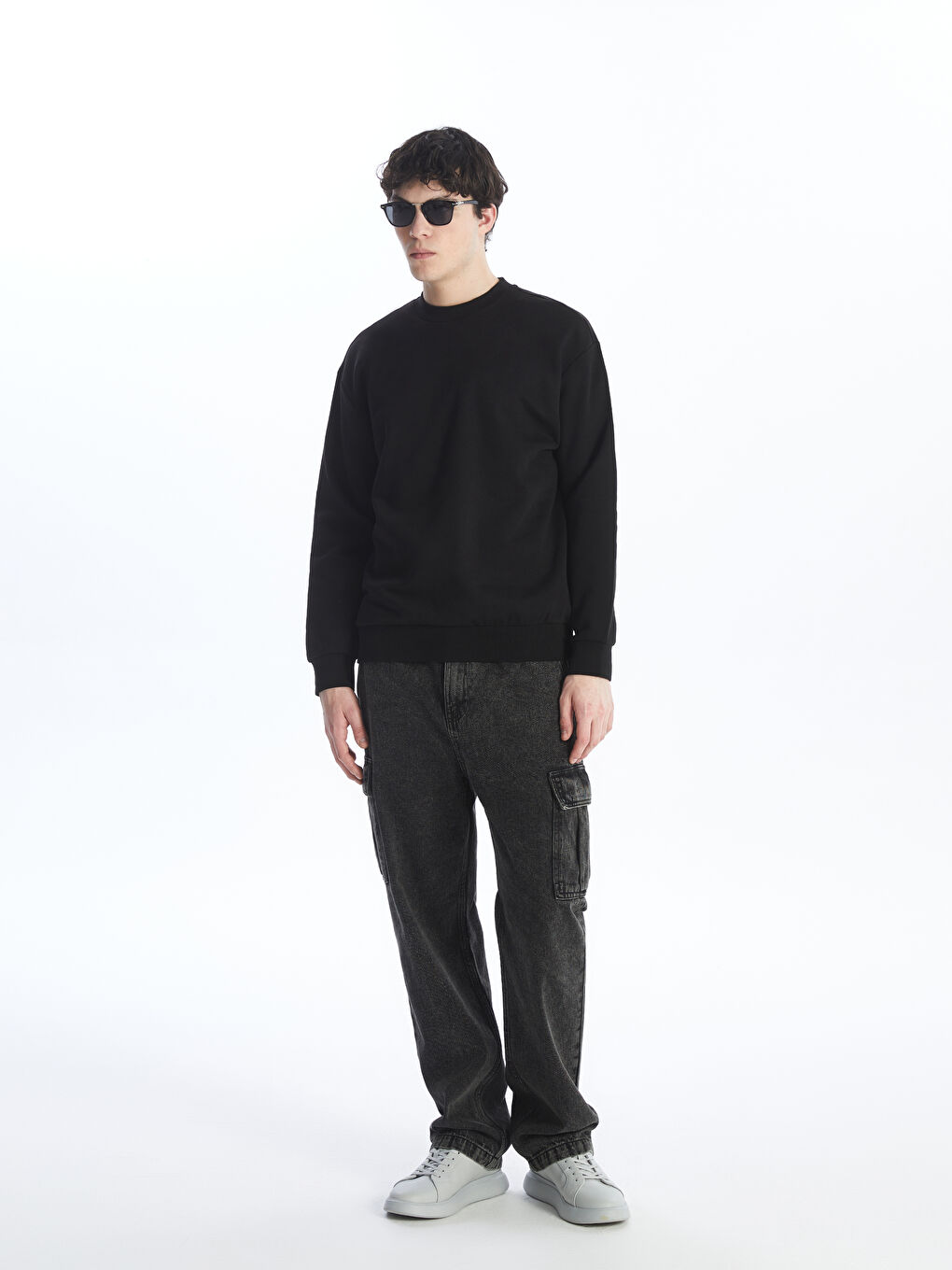 Crew Neck Long Sleeve Men's Thick Sweatshirt -S4LD35Z8-CVL