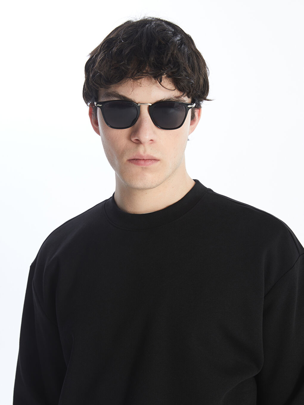 Crew Neck Long Sleeve Men's Thick Sweatshirt -S4LD35Z8-CVL