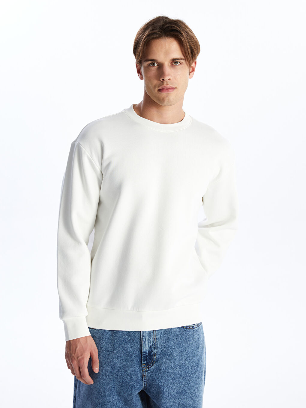 Crew Neck Long Sleeve Men's Thick Sweatshirt -S4LD35Z8-R9J