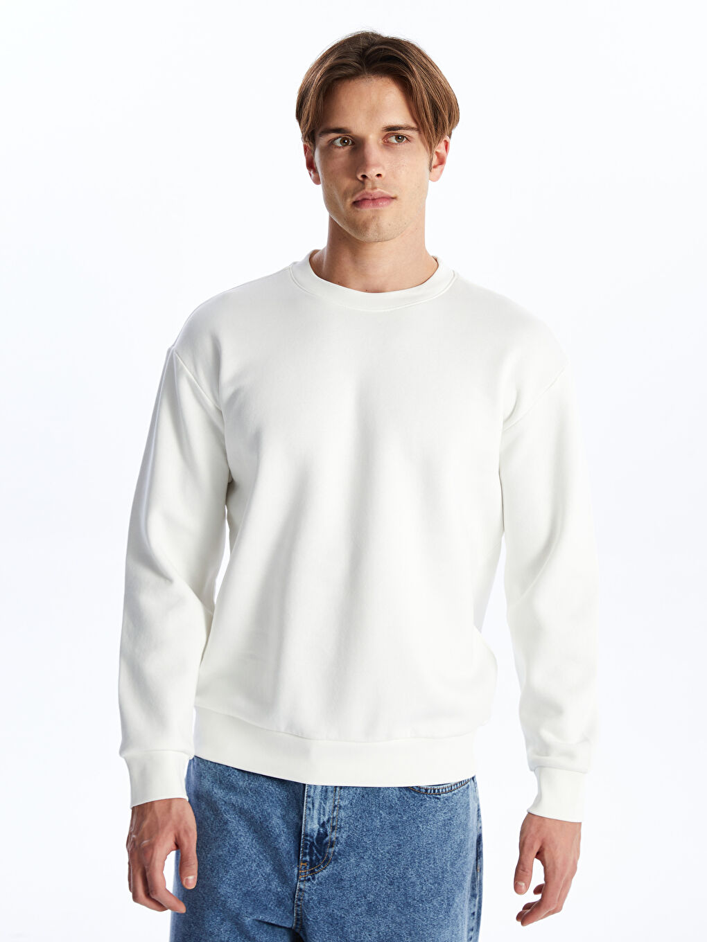 Crew Neck Long Sleeve Men's Thick Sweatshirt -S4LD35Z8-R9J
