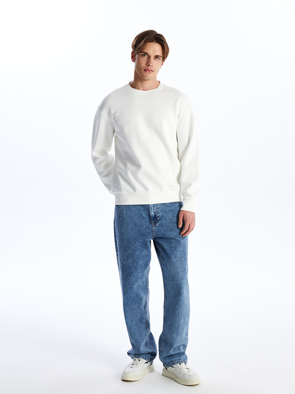 Crew Neck Long Sleeve Men's Thick Sweatshirt -S4LD35Z8-R9J