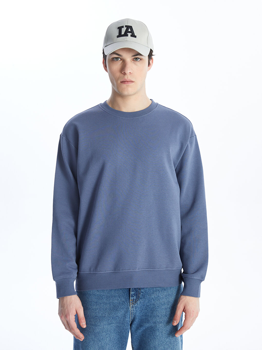 LCW Casual İndigo Bisiklet Yaka Uzun Kollu Erkek Sweatshirt