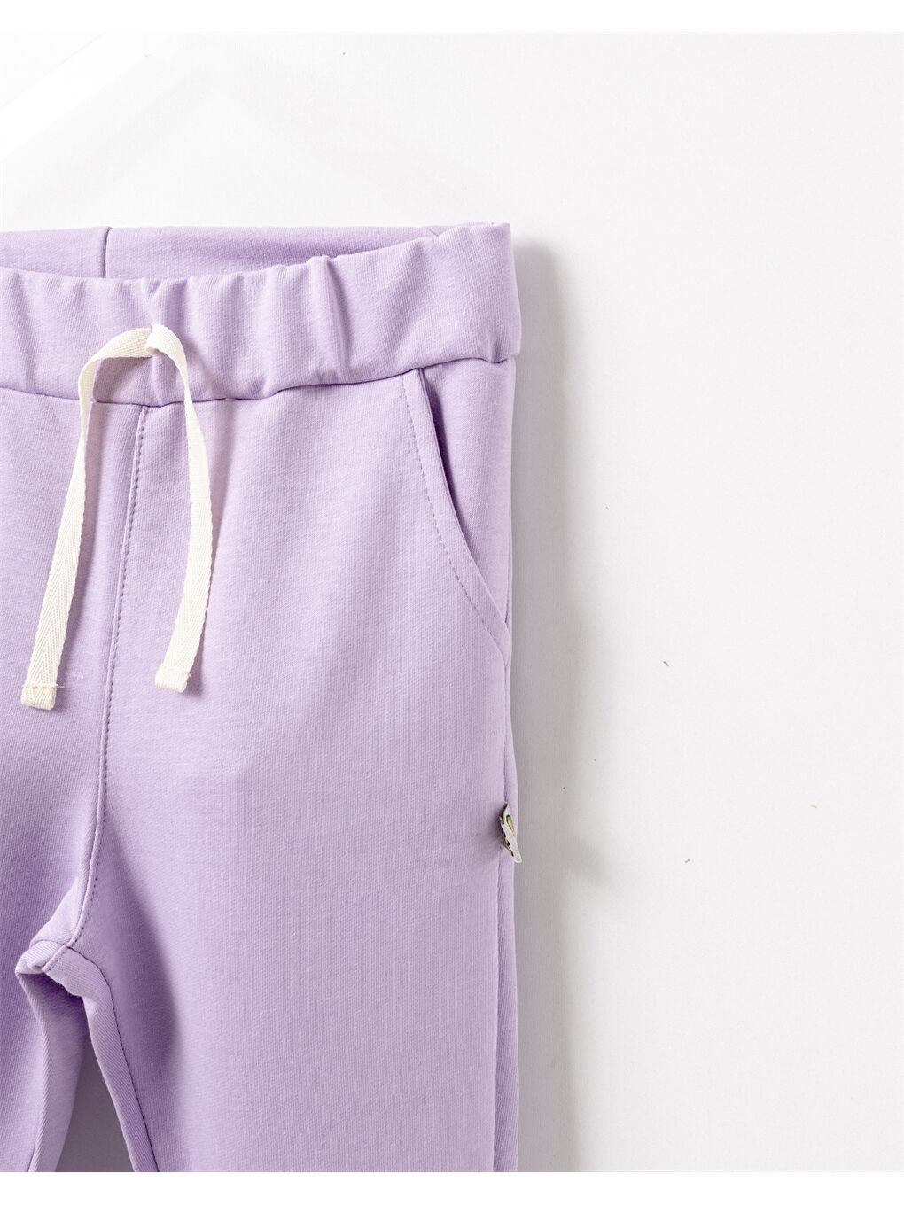 Lila Beli Lastikli Baskılı Kız Bebek Jogger Eşofman Altı-2