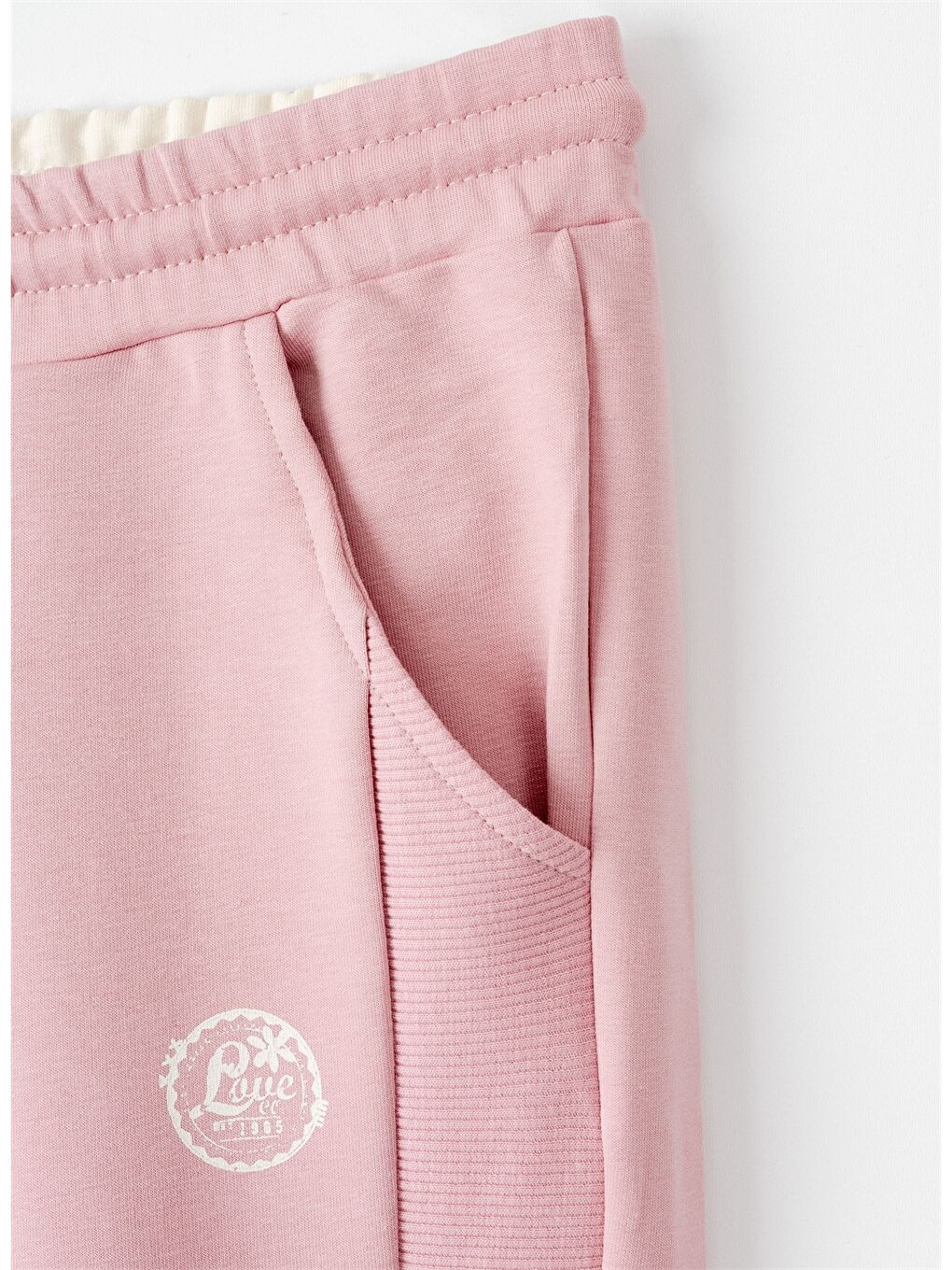 Pembe Beli Lastikli Kız Çocuk Jogger Eşofman Altı-1