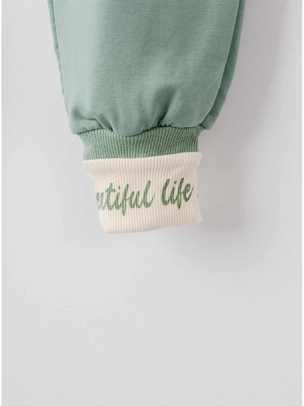 Yeşil Beli Lastikli Kız Çocuk Jogger Eşofman Altı-1