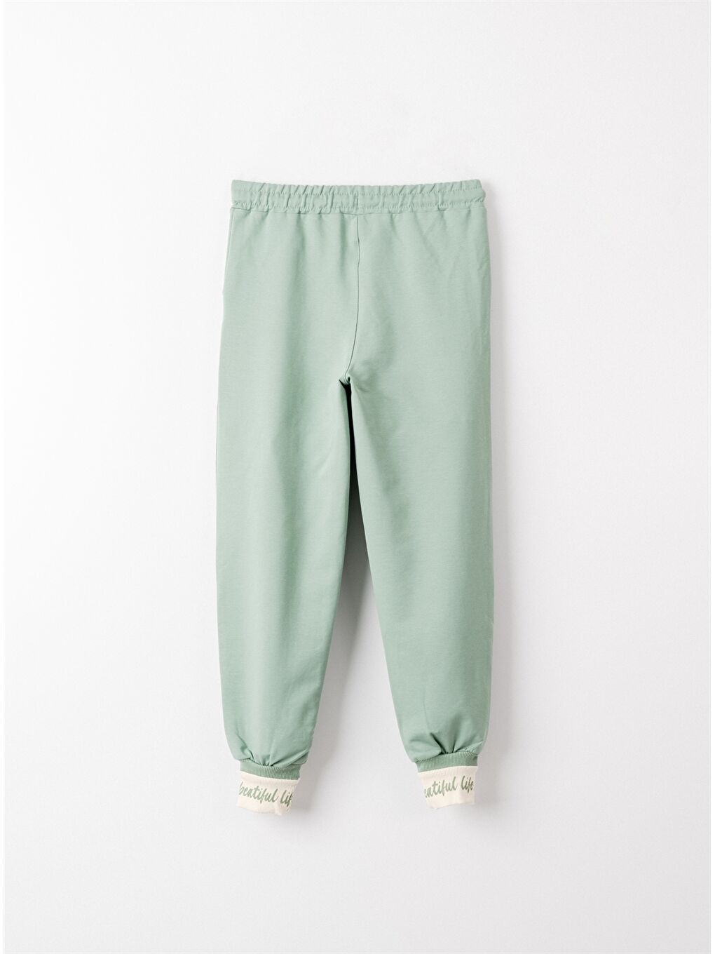 Yeşil Beli Lastikli Kız Çocuk Jogger Eşofman Altı-4