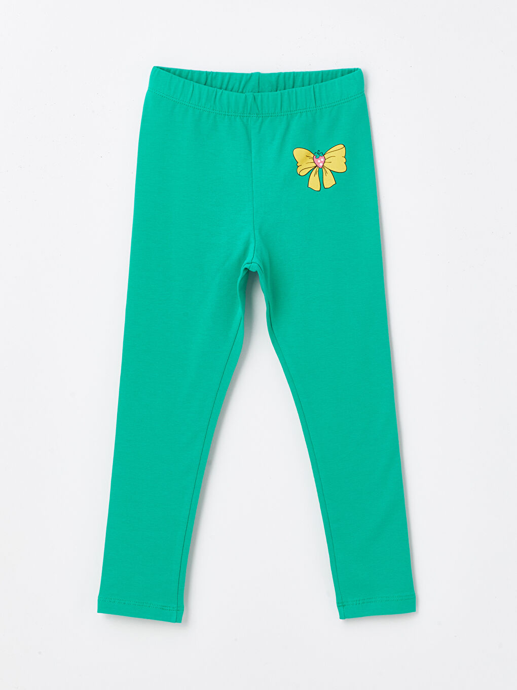 Yeşil Beli Lastikli Baskılı Kız Bebek Tayt