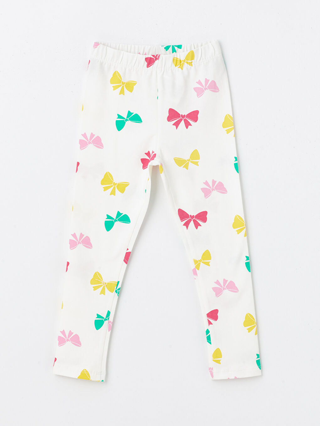 Ekru Beli Lastikli Baskılı Kız Bebek Tayt