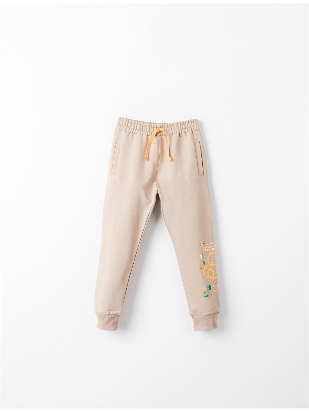 Bej Beli Lastikli Erkek Bebek Jogger Eşofman Altı